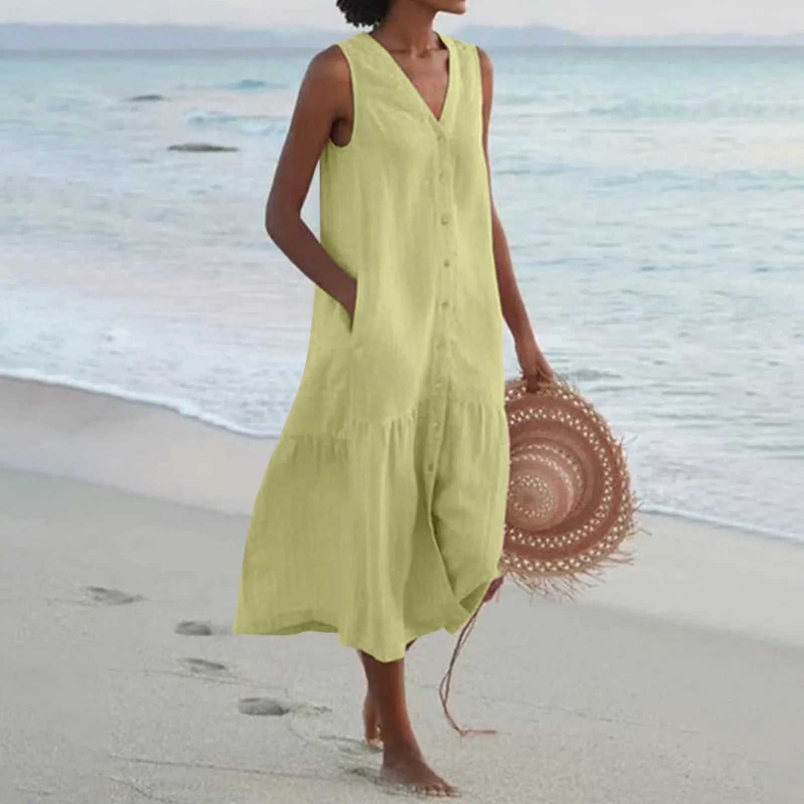 Karen | Vestito midi estivo da donna con scollo a V