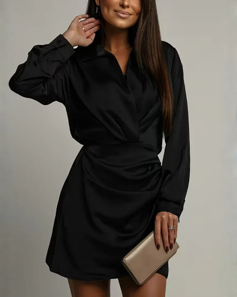 Karen | Abito Mini Donna a Maniche Lunghe con Scollo a V