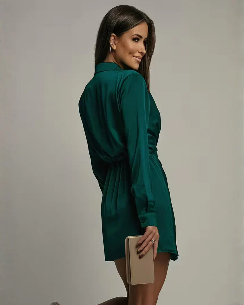 Karen | Abito Mini Donna a Maniche Lunghe con Scollo a V