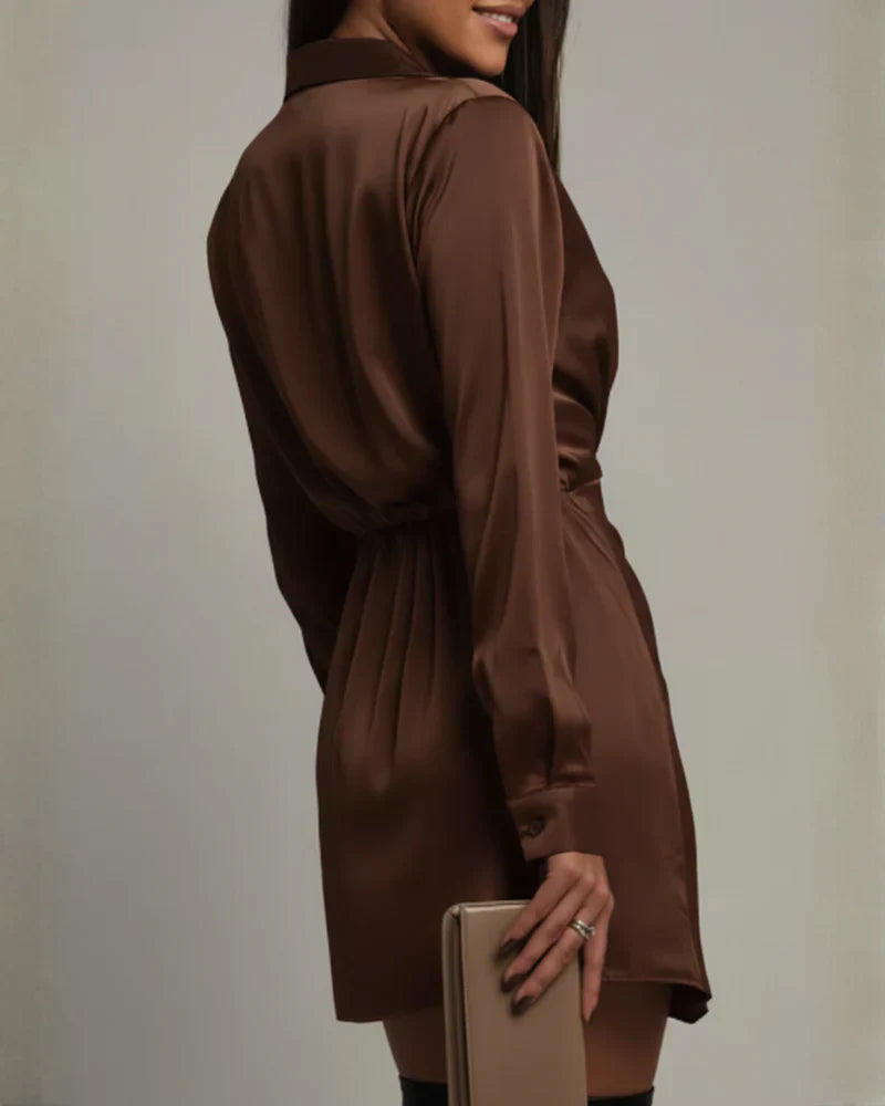 Karen | Abito Mini Donna a Maniche Lunghe con Scollo a V