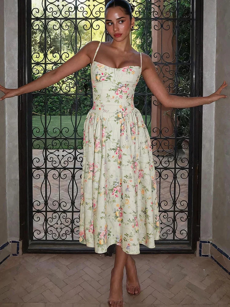 Katherine | Abito midi floreale da donna per invitate a matrimoni