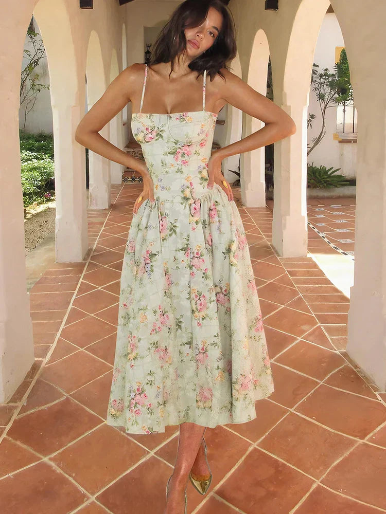 Katherine | Abito midi floreale da donna per invitate a matrimoni