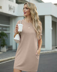 Vestito Lewina Donna – Girocollo Maniche Corte, Taglio A-Line Mini & Tasche Tinta Unita Estate