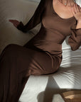 Abito lungo donna in tessuto leggero, maniche lunghe — vista 7