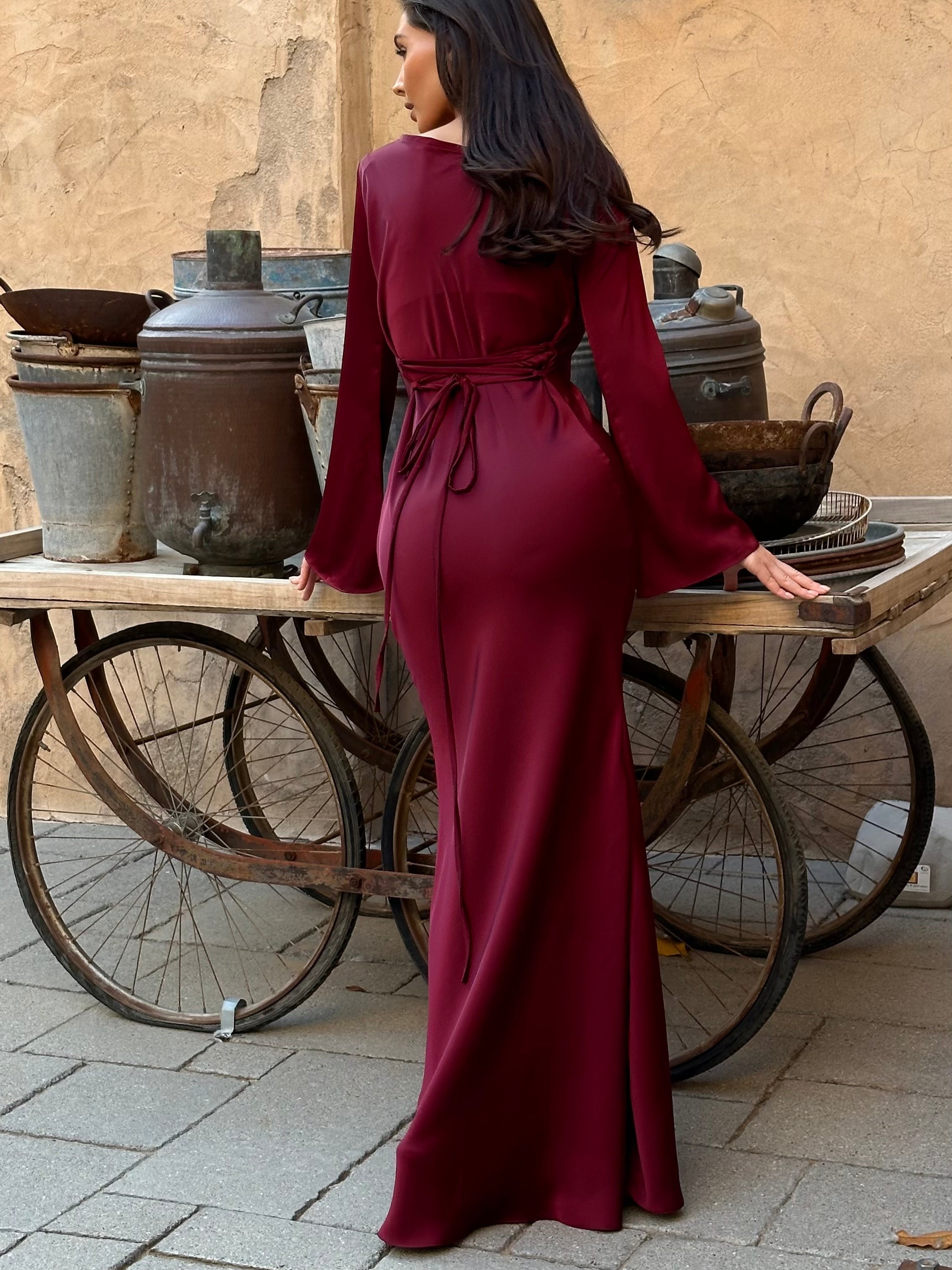 Abito lungo donna in tessuto leggero, maniche lunghe — vista 18