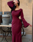 Abito lungo donna in tessuto leggero, maniche lunghe — vista 19