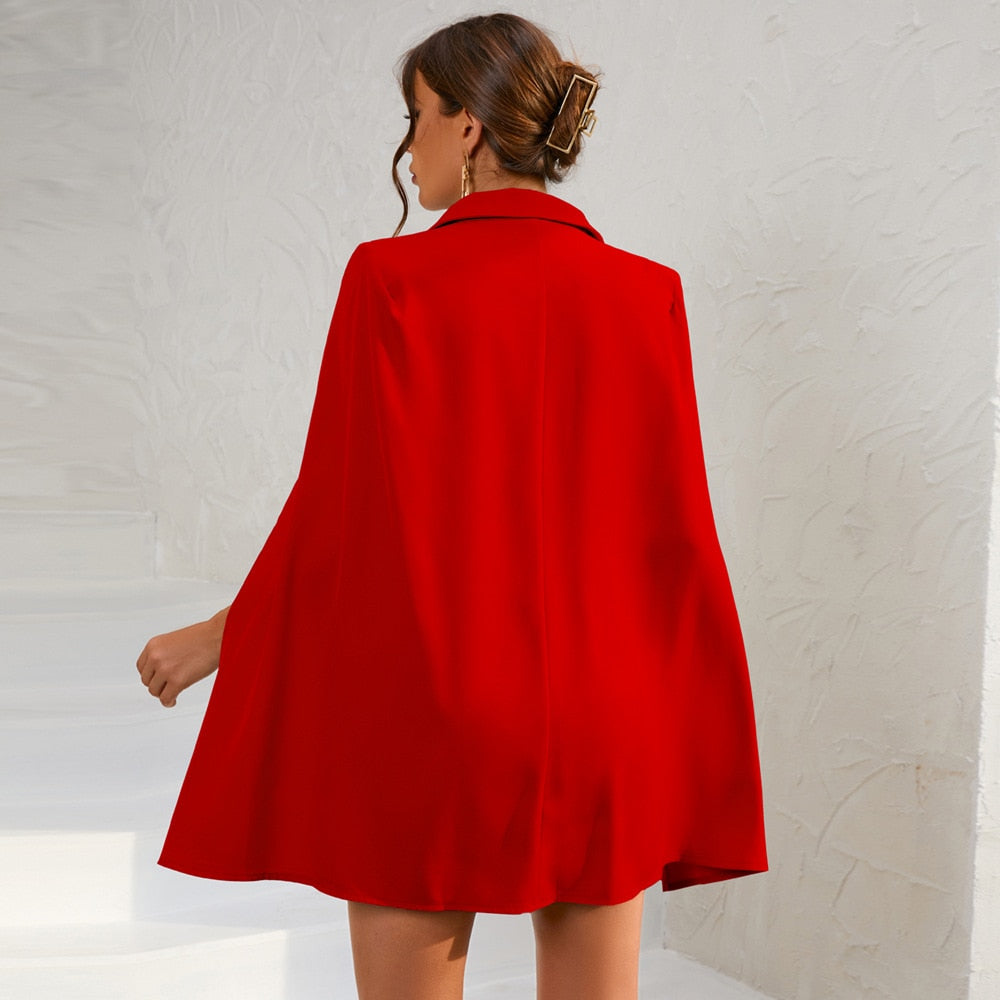 Laura | Mini abito blazer a mantella da donna con bottoni dorati