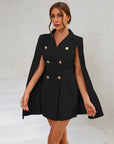 Laura | Mini abito blazer a mantella da donna con bottoni dorati