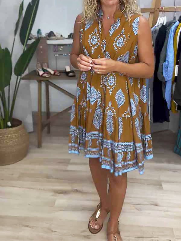 Lily | Vestito Mini Donna Boho Stampato Senza Maniche