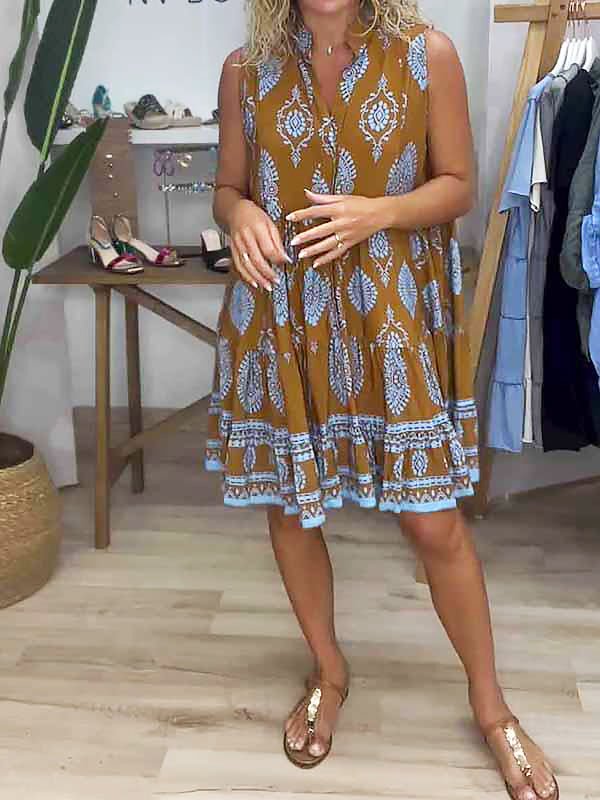 Lily | Vestito Mini Donna Boho Stampato Senza Maniche