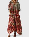 Lily | Abito lungo bohemien da donna in cotone con scollo a V e tasche
