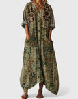 Lily | Abito lungo bohemien da donna in cotone con scollo a V e tasche