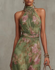 Lily | Abito lungo da donna con collo all'americana e stampa floreale