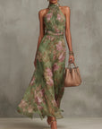 Lily | Abito lungo da donna con collo all'americana e stampa floreale
