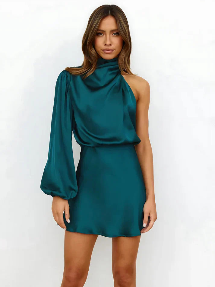 Lily | Abito Mini Donna con Manica a Sbuffo e Spalla Scoperta