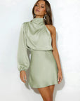 Lily | Abito Mini Donna con Manica a Sbuffo e Spalla Scoperta