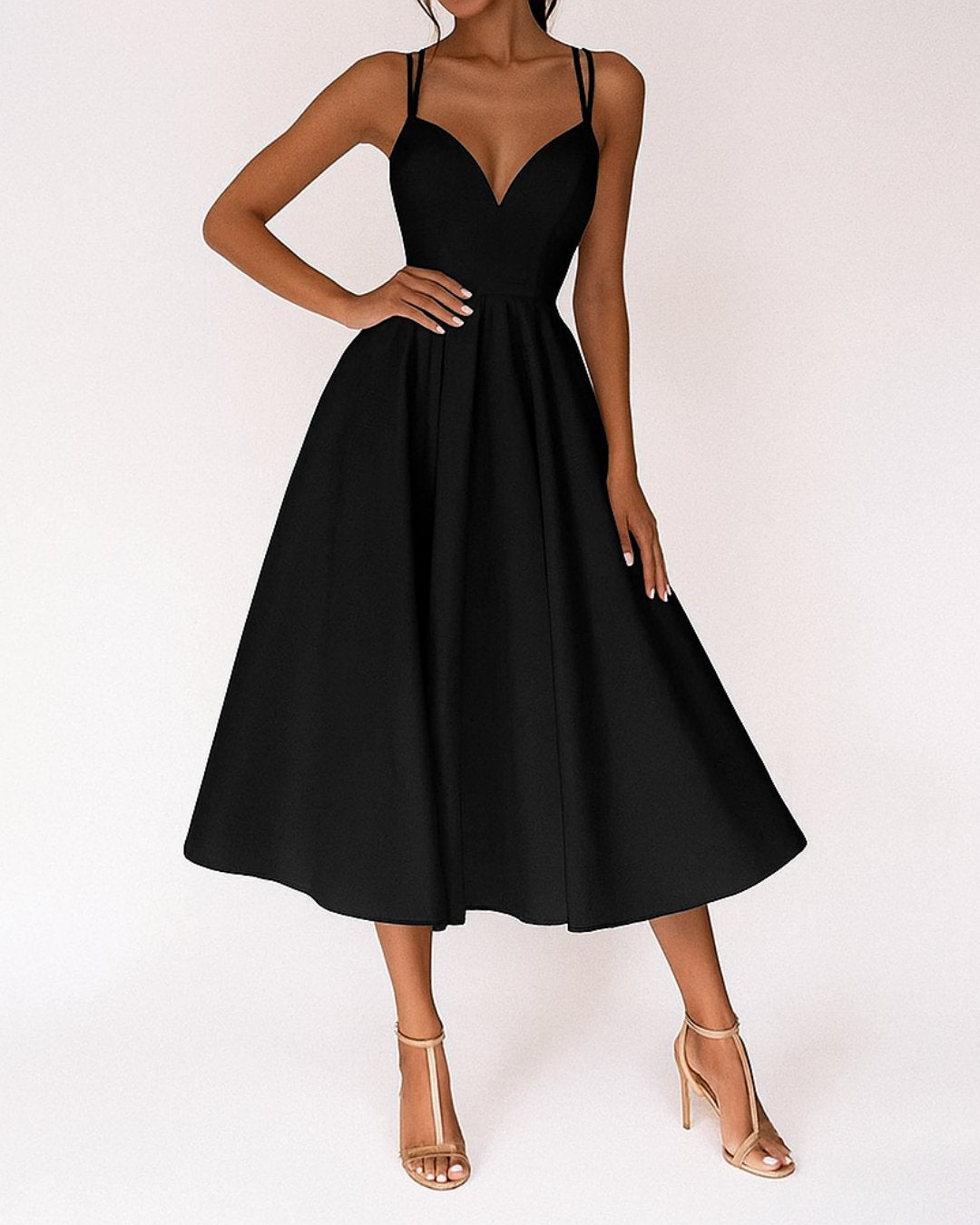 Lily | Abito da sposa midi con scollo a cuore e spalline sottili da donna
