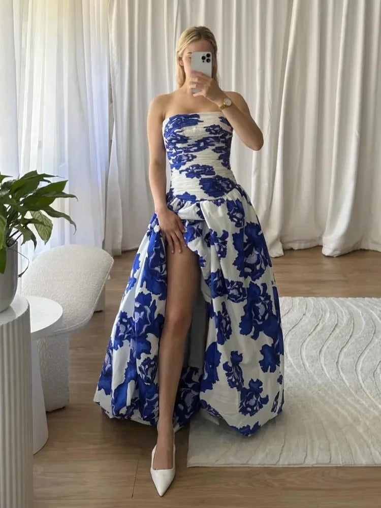 Abito lungo donna in tessuto leggero, floreale — vista 5