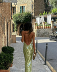 Abito lungo donna in tessuto leggero, aderente — vista 4