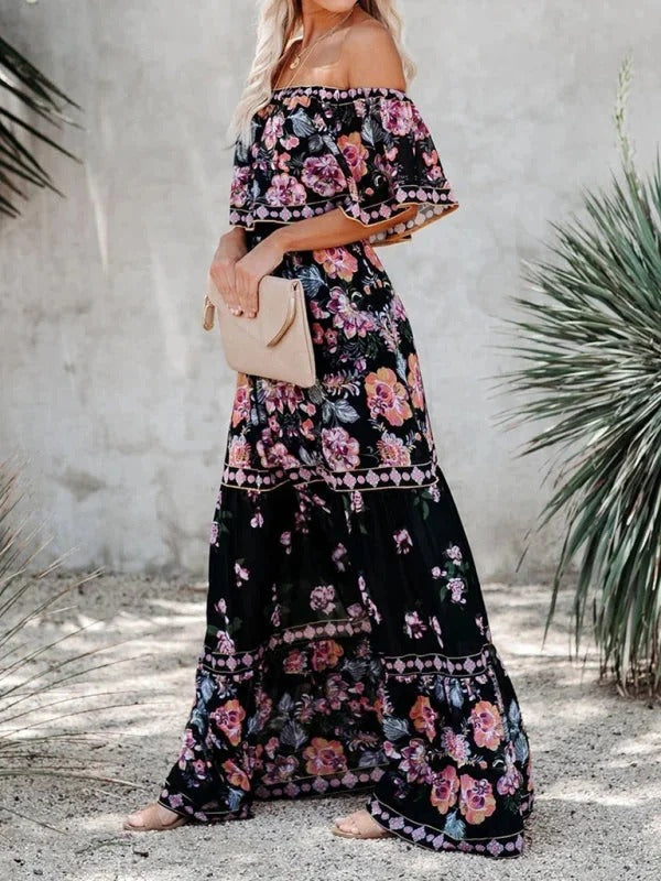 Abito lungo donna in tessuto leggero, floreale — vista 7