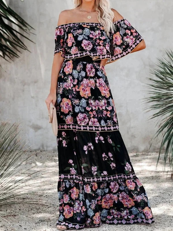 Abito lungo donna in tessuto leggero, floreale — vista 6