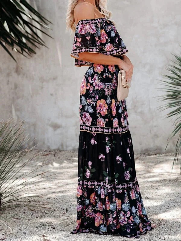 Abito lungo donna in tessuto leggero, floreale — vista 8
