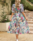 Makayla | Abito midi floreale con scollo a V da donna per invitate a matrimoni