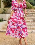 Makayla | Abito midi floreale con scollo a V da donna per invitate a matrimoni