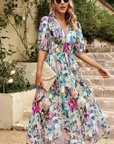 Makayla | Abito midi floreale con scollo a V da donna per invitate a matrimoni