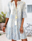 Maria | Vestito da donna boho con scollo a V e maniche svasate a fantasia