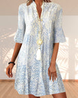 Maria | Vestito da donna boho con scollo a V e maniche svasate a fantasia