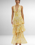 Maria | Abito lungo elegante da donna con motivo floreale e design a balze