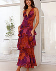 Maria | Abito lungo elegante da donna con motivo floreale e design a balze