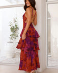 Maria | Abito lungo elegante da donna con motivo floreale e design a balze