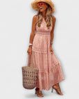 Abito lungo donna in pizzo, scollo a V — vista 4