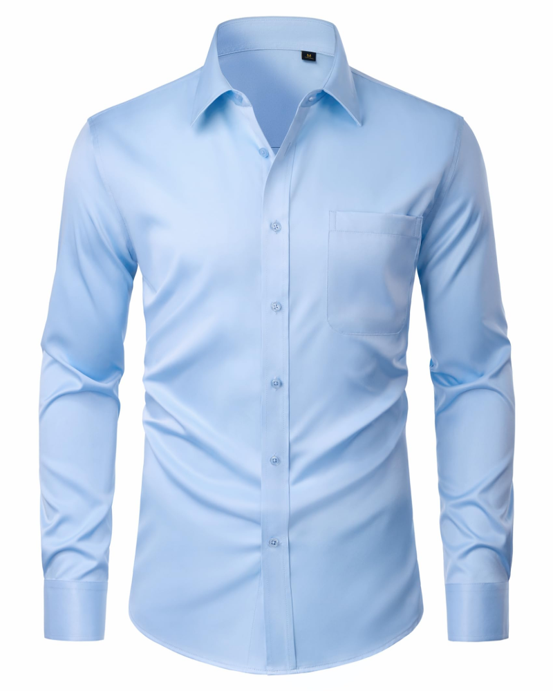 Camicia Uomo David – Camicia Antimacchia Elasticizzata, Senza Pieghe e Maniche Lunghe