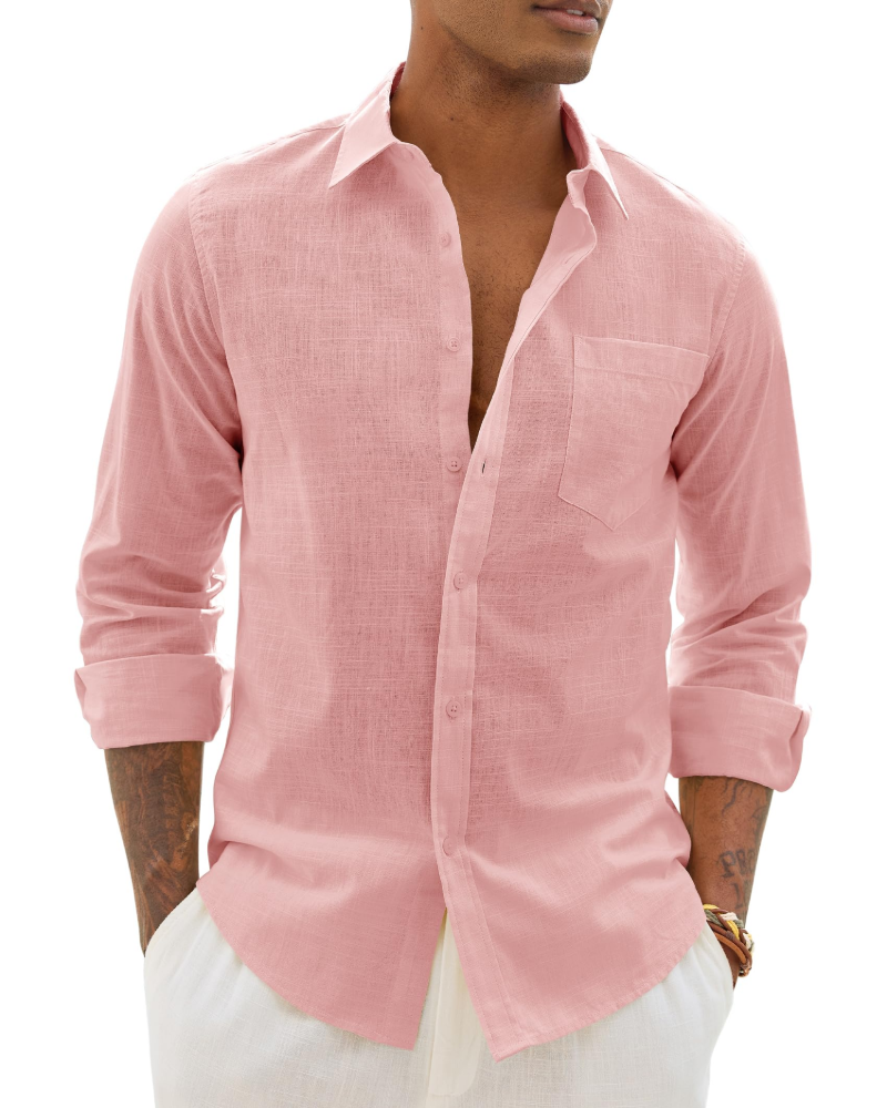 Hugo Camicia Uomo – Camicia Cotone Lino Maniche Lunghe, Stile Leggero &amp; Casual Chic