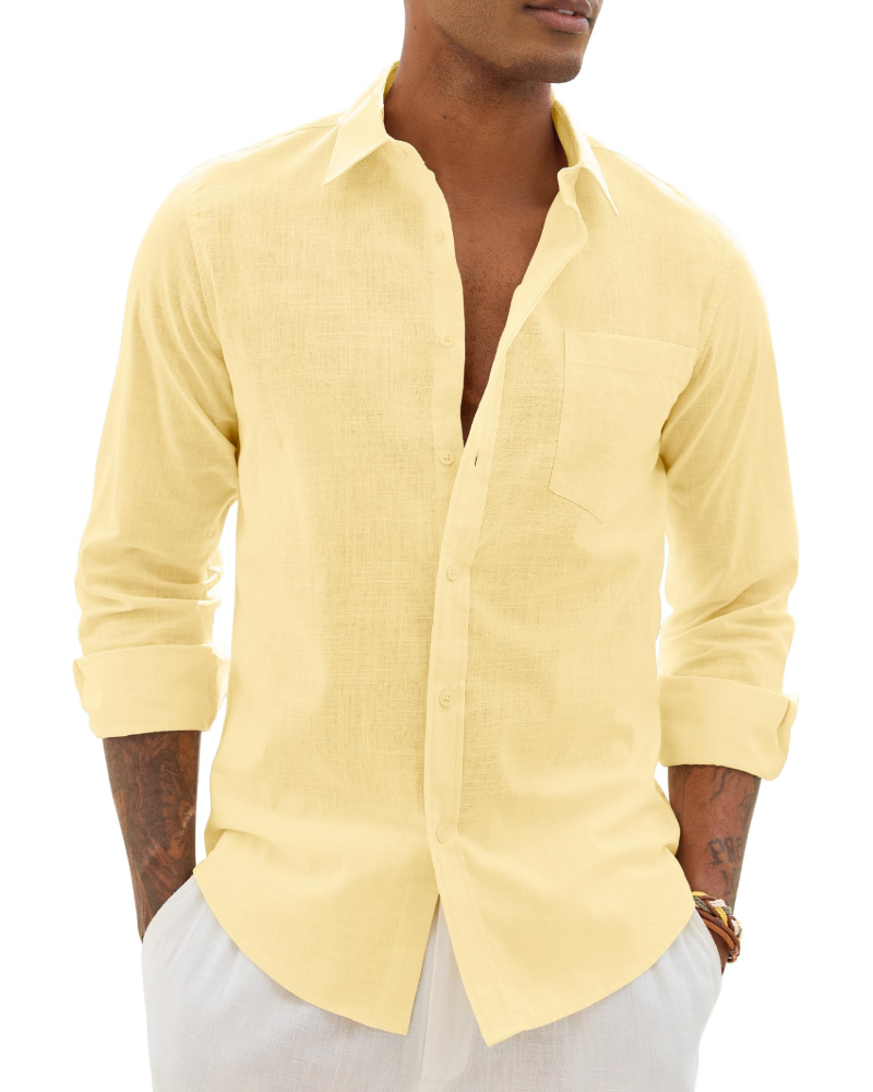 Hugo Camicia Uomo – Camicia Cotone Lino Maniche Lunghe, Stile Leggero &amp; Casual Chic
