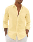 Hugo Camicia Uomo – Camicia Cotone Lino Maniche Lunghe, Stile Leggero & Casual Chic