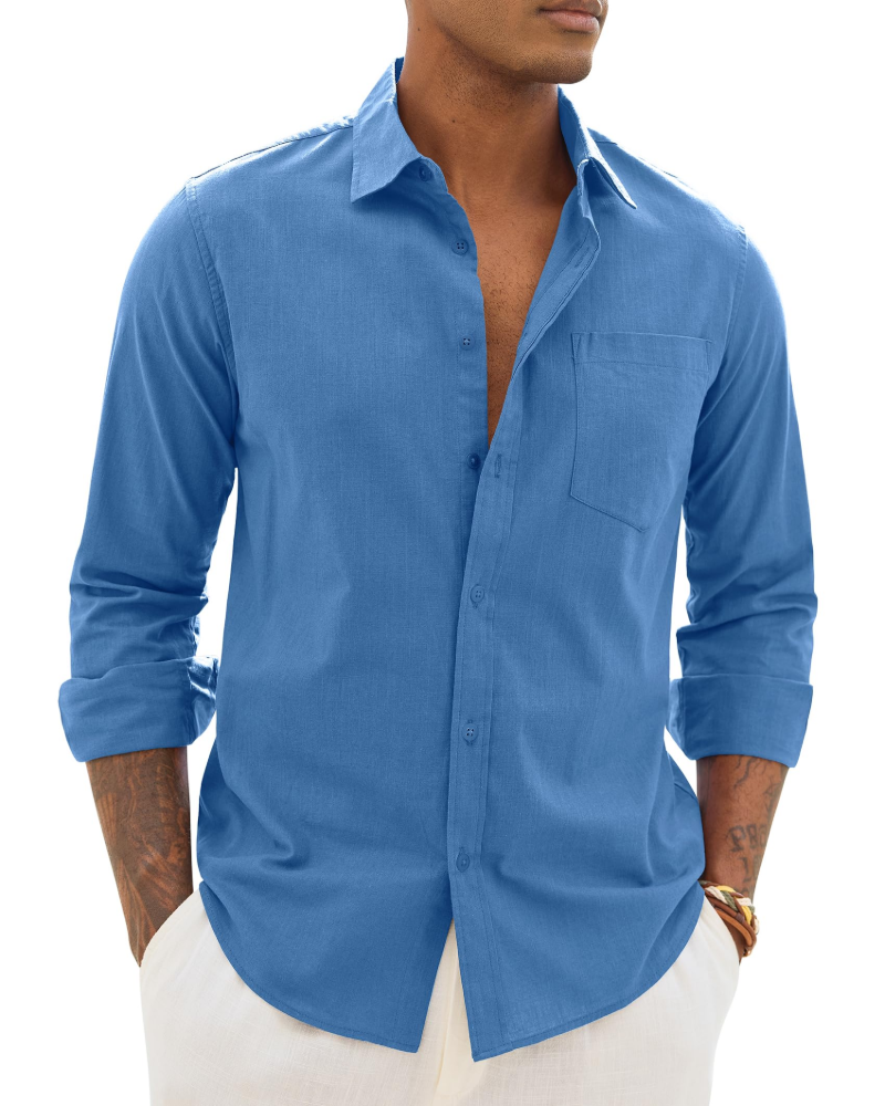 Hugo Camicia Uomo – Camicia Cotone Lino Maniche Lunghe, Stile Leggero &amp; Casual Chic