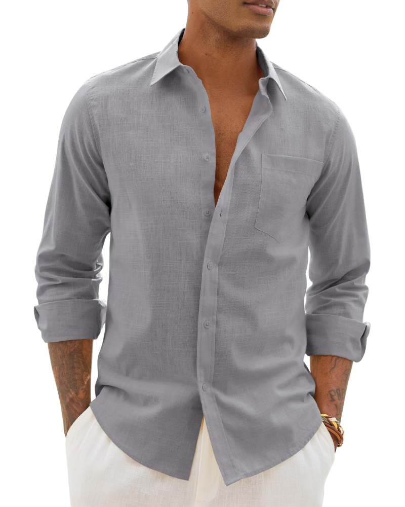 Hugo Camicia Uomo – Camicia Cotone Lino Maniche Lunghe, Stile Leggero &amp; Casual Chic