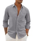 Hugo Camicia Uomo – Camicia Cotone Lino Maniche Lunghe, Stile Leggero & Casual Chic