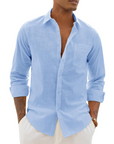 Hugo Camicia Uomo – Camicia Cotone Lino Maniche Lunghe, Stile Leggero & Casual Chic