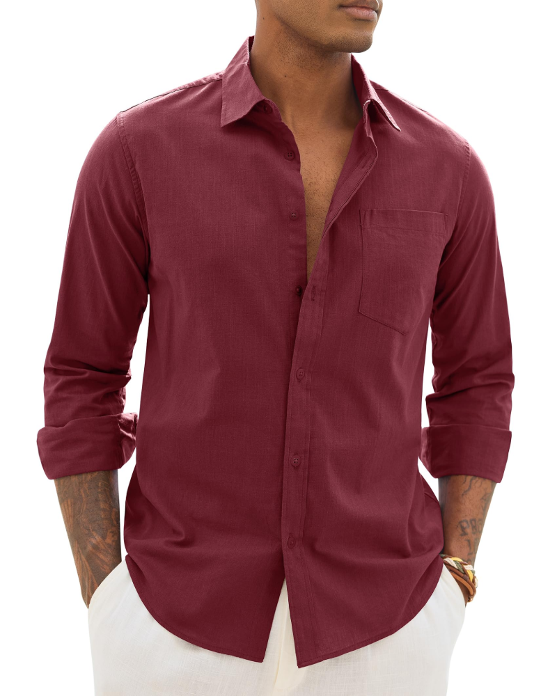 Hugo Camicia Uomo – Camicia Cotone Lino Maniche Lunghe, Stile Leggero &amp; Casual Chic