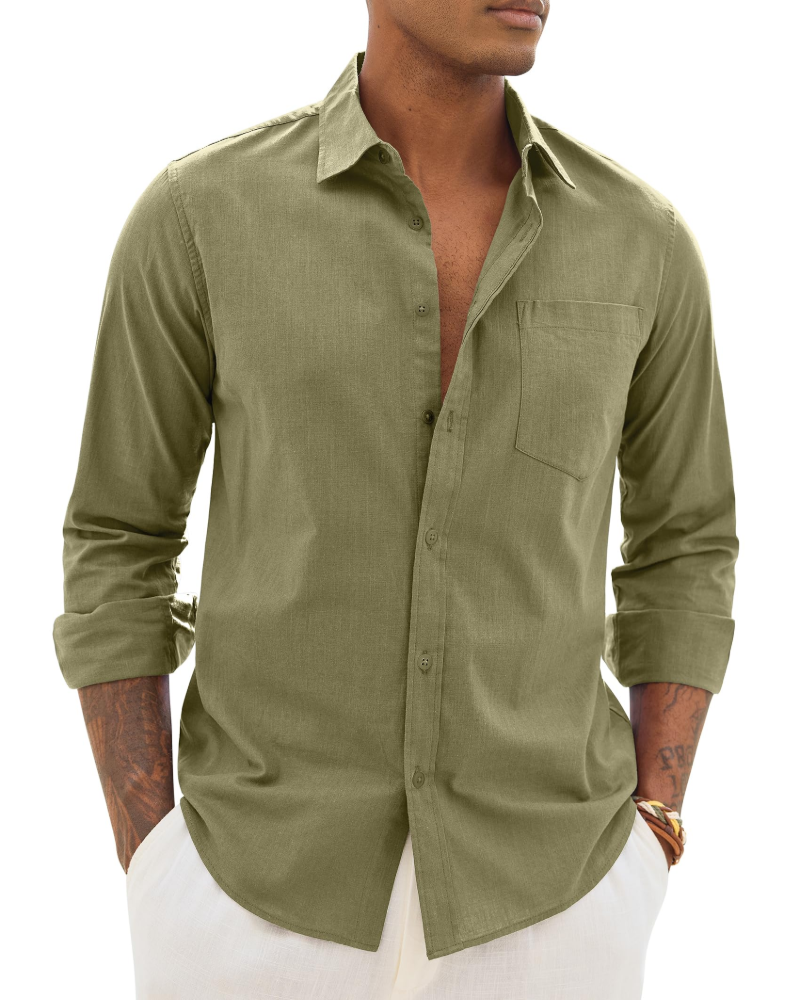 Hugo Camicia Uomo – Camicia Cotone Lino Maniche Lunghe, Stile Leggero &amp; Casual Chic