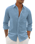 Hugo Camicia Uomo – Camicia Cotone Lino Maniche Lunghe, Stile Leggero & Casual Chic