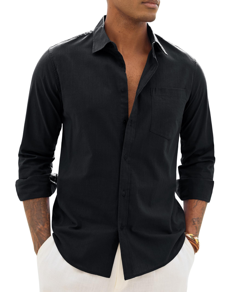 Hugo Camicia Uomo – Camicia Cotone Lino Maniche Lunghe, Stile Leggero &amp; Casual Chic