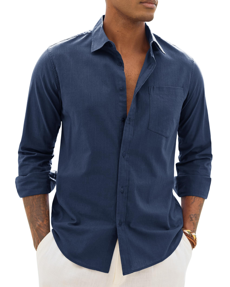Hugo Camicia Uomo – Camicia Cotone Lino Maniche Lunghe, Stile Leggero &amp; Casual Chic