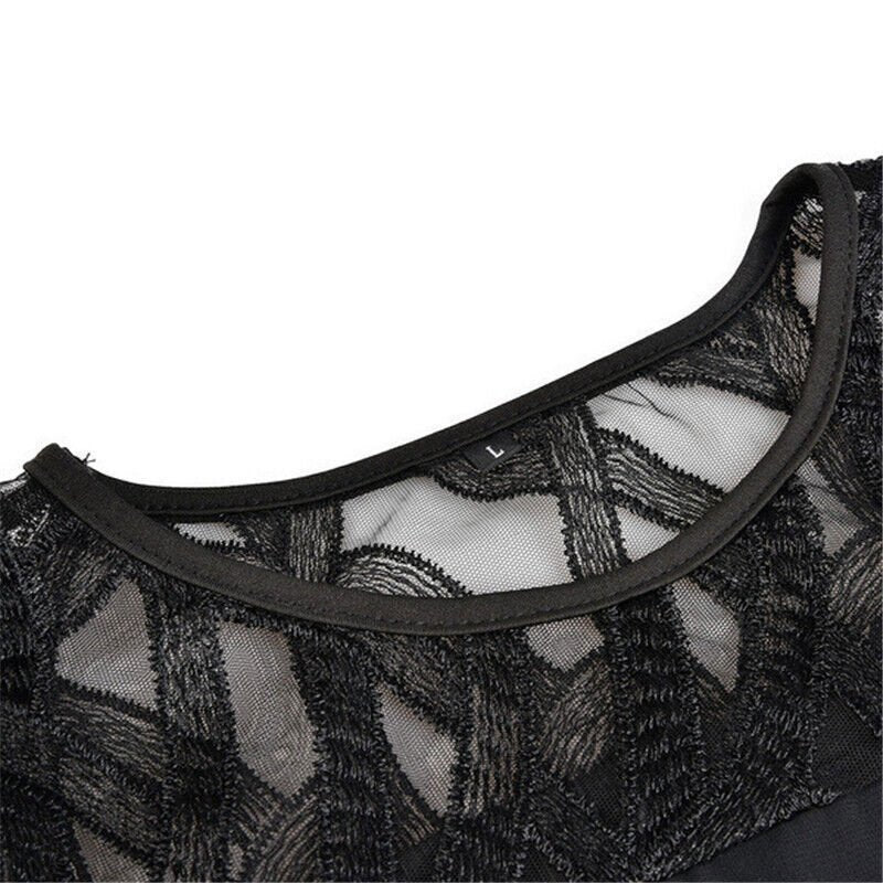 Mia | Vestito Midi Asimmetrico con Sovrapposizione in Pizzo per Donna Taglie Forti