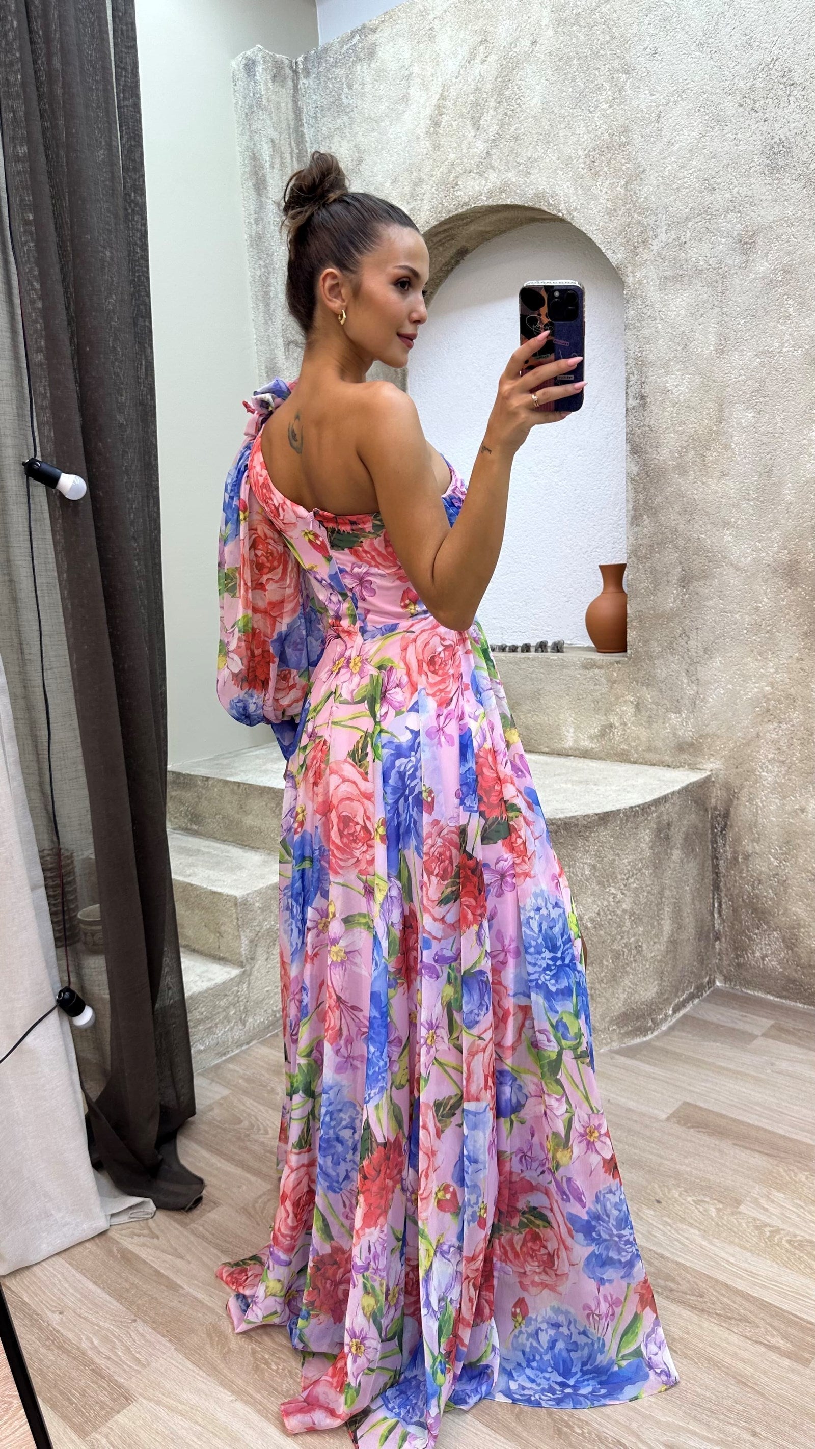 Millie | Abito lungo elegante da donna con spacco e motivo floreale